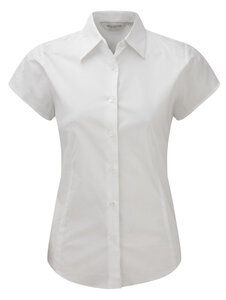 Russell J947F - Camisa elástica de manga curta para mulher - easycare Branco