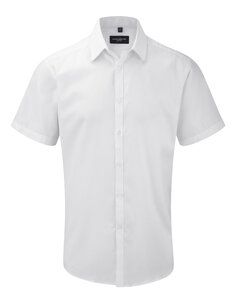 Russell Collection R-963M-0 - Camisa Herringbone de Homem Branco