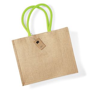 Westford mill WM407 - Saco de compras de estopa Natural / Lime Green