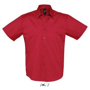 SOL'S 16080 - Brooklyn Camisa Em Sarja De Algodão De Manga Curta Para Homem Vermelho