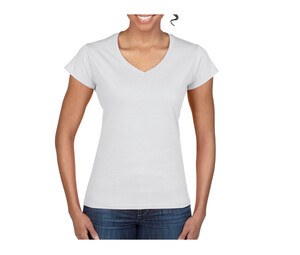 Gildan GN647 - Camiseta feminina com decote em V 100% algodão