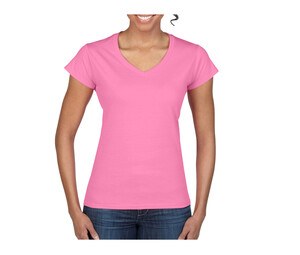 Gildan GN647 - Camiseta feminina com decote em V 100% algodão