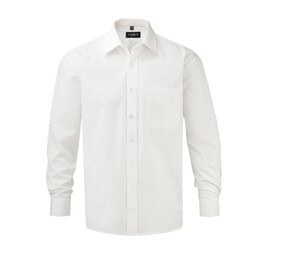Russell Collection JZ936 - Camisa De Homem De Manga Comprida - Pure Cotton Easy Care Popline
