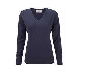 Russell Collection JZ10F - Pullover De Senhora De Gola Em V Azul marinho