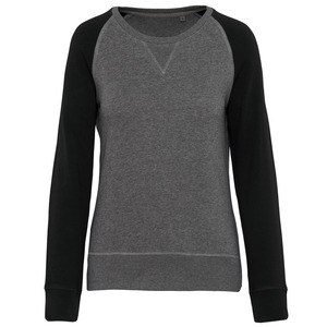 Kariban K492 - Sweatshirt BIO bicolor de senhora com decote redondo e mangas raglan