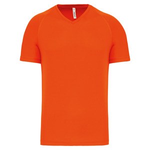PROACT PA476 - T-shirt de desporto de homem com decote em V de manga curta Fluorescent Orange