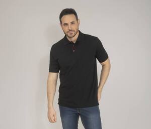 BLACK&MATCH BM100 - Contrasting button poloshirt Black / Black