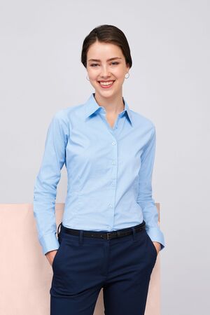 SOLS 17015 - Eden Camisa <Em>Stretch</Em> De Manga Comprida Para Senhora