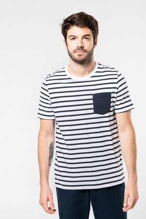 Kariban K378 - T-shirt às riscas estilo marinheiro de manga curta com bolso